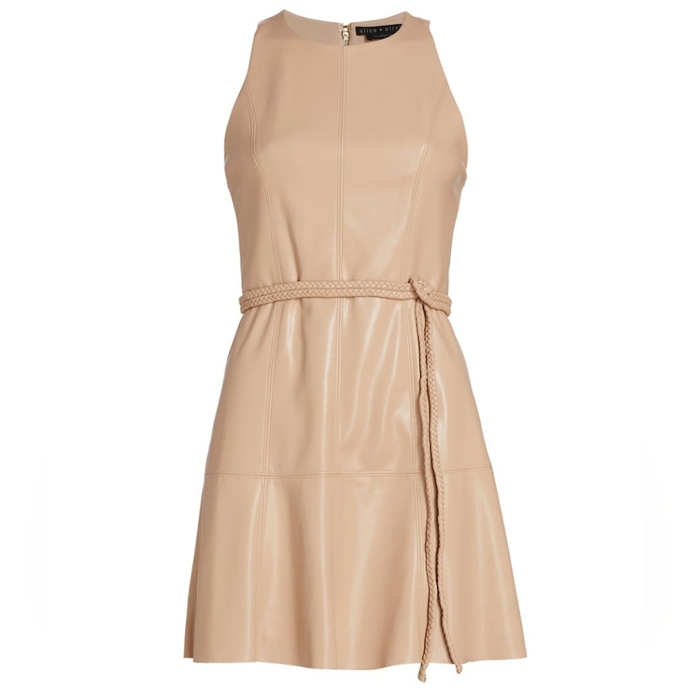 NWT Alice + Olivia Leandra Vegan Leather Minidress - Picture 2 of 7